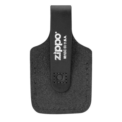 Back view of the Black Lighter Pouch with Thumb Notch buttoned