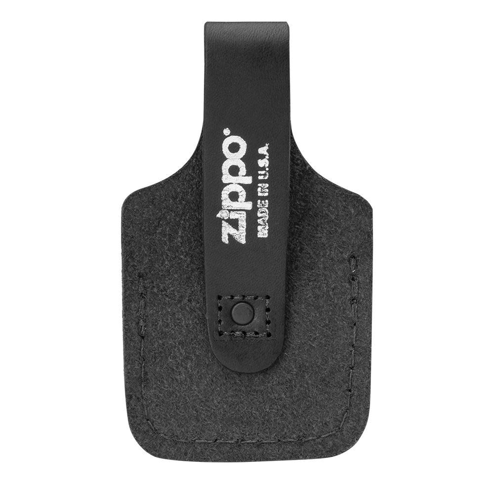 Back view of the Black Lighter Pouch with Thumb Notch buttoned