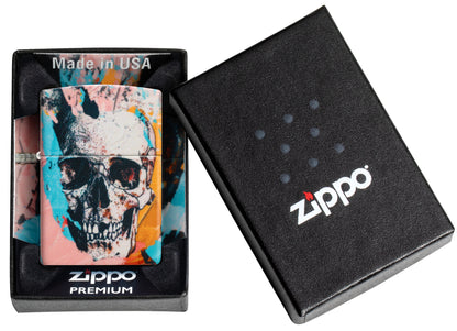 Zippo Graffiti Skull Design 540 Matte Windproof Lighter in its packaging.