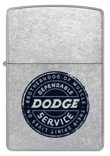 Front view of Zippo Dodge Service Sign Street Chrome Windproof Lighter.