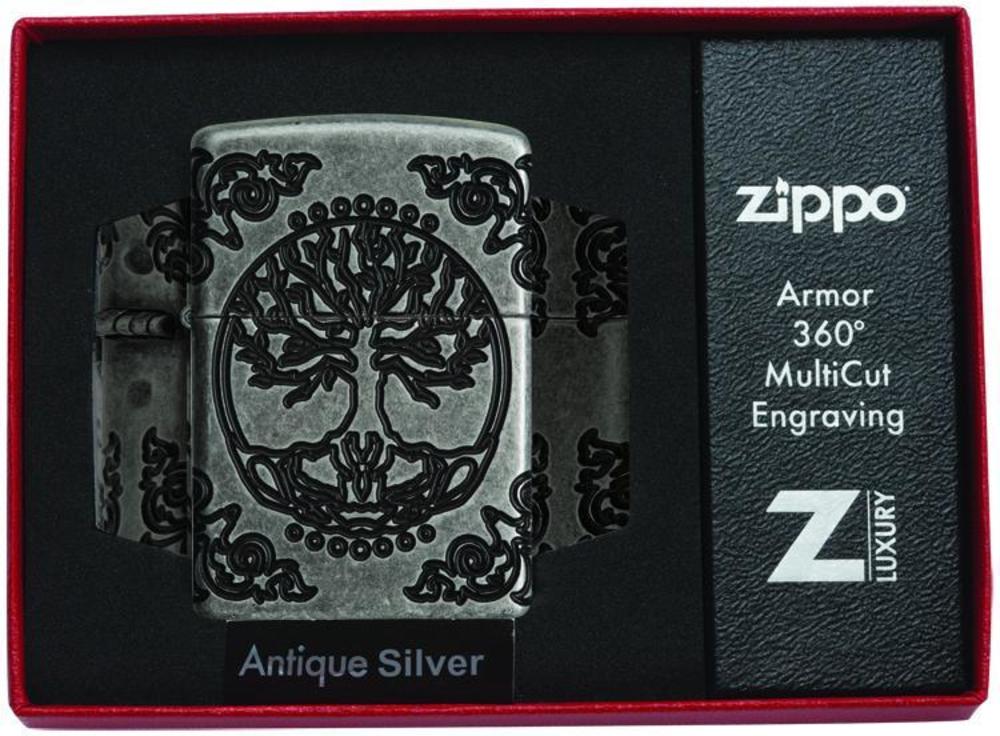 ArmorÂ® Tree of Life Windproof Lighter in its packaging