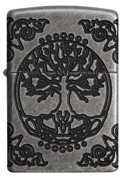 Front view of ArmorÂ® Tree of Life Windproof Lighter