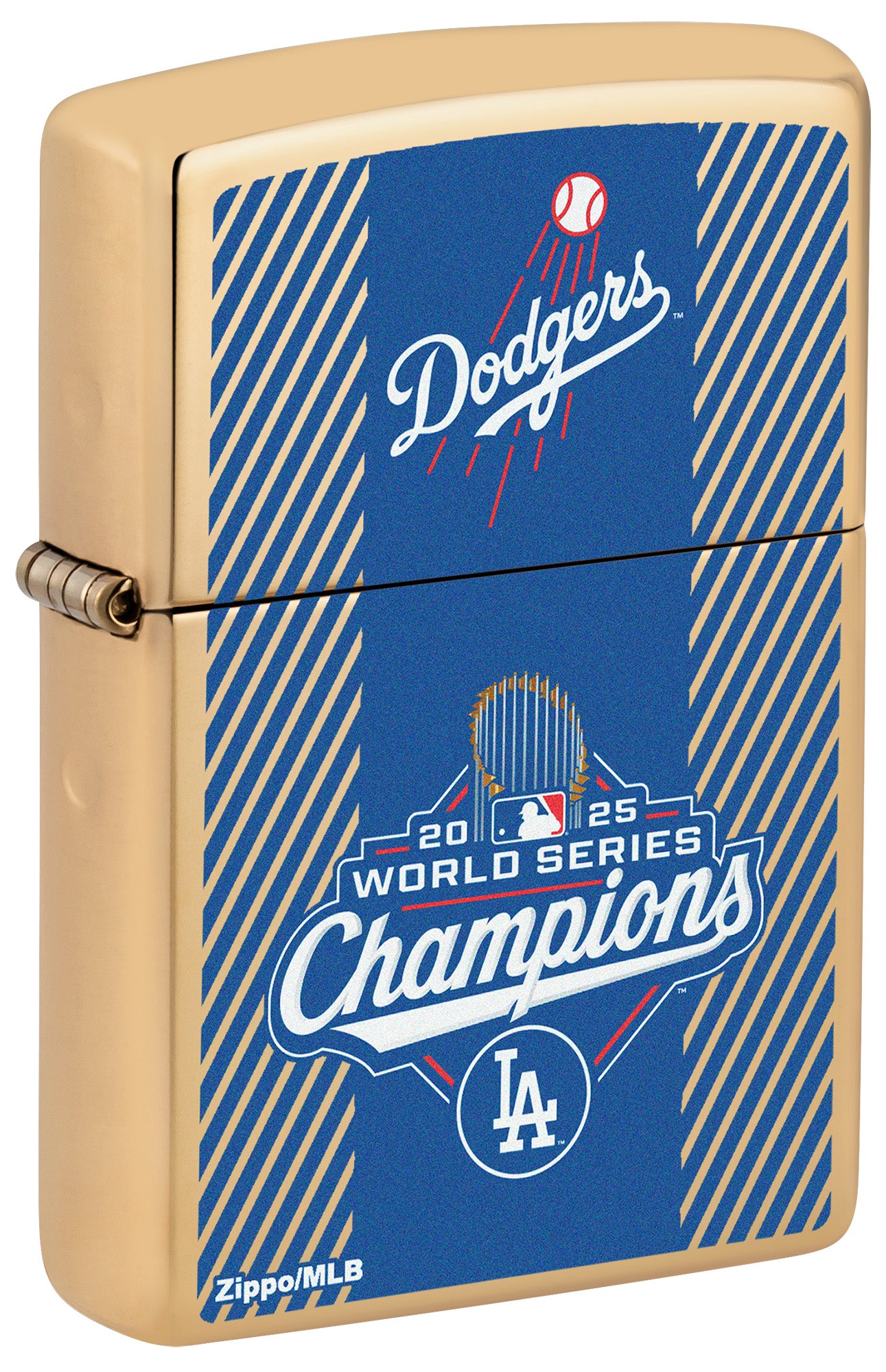 Front shot of 2025 World Series™ Champions - Los Angeles Dodgers™ Commemorative Lighter standing at a 3/4 angle.