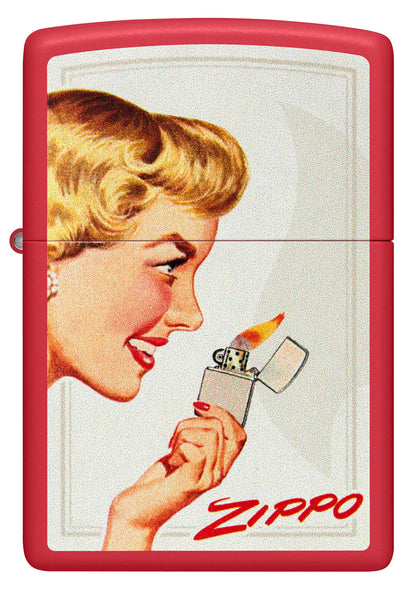 Front view of Zippo Vintage Ad Lighter Set Matte Windproof Lighters