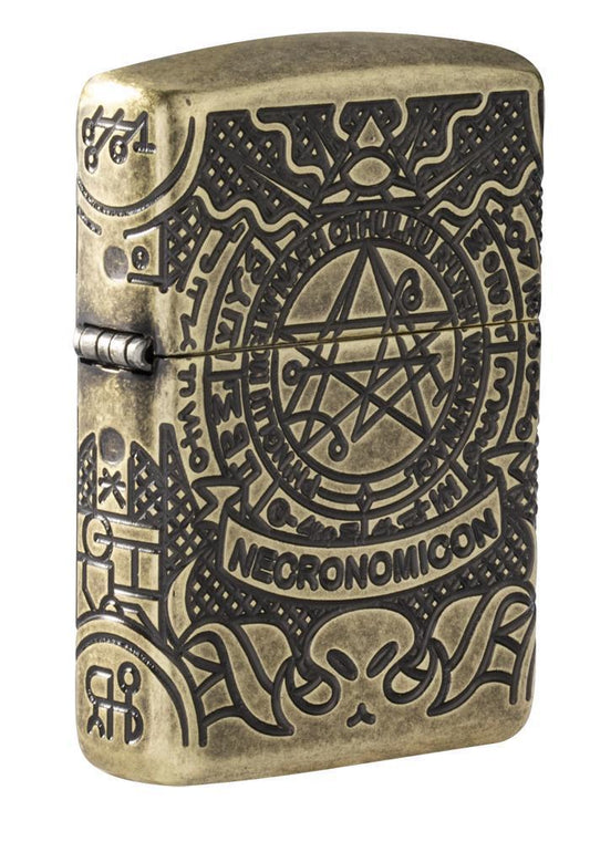 ArmorÂ® Antique Brass Book of the Dead standing at a 3/4 angle
