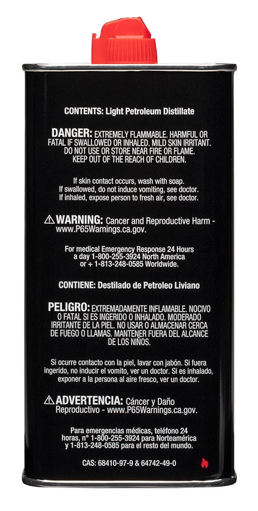 Back of Zippo Lighter Fuel - 12 oz.