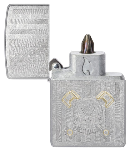 Zippo American Skull Bit Safe Design Windproof Lighter open