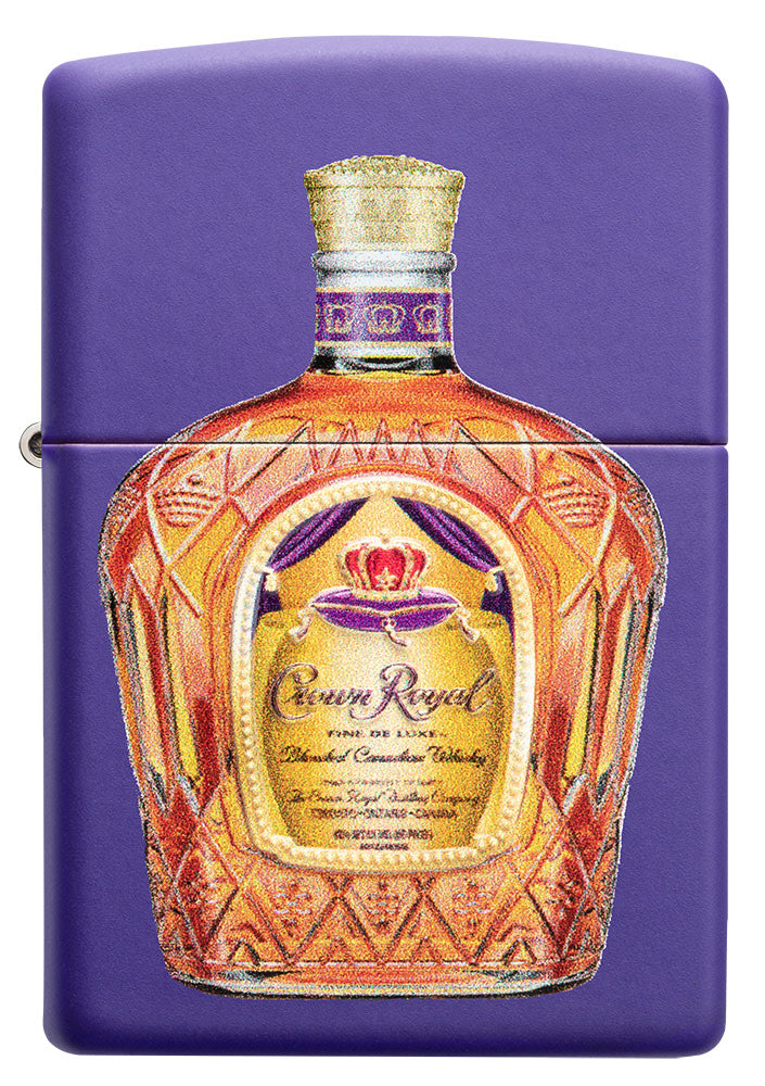 Front view of Crown RoyalÂ® Purple Matte Windproof Lighter.